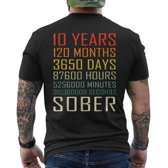 10 Year Sobriety Anniversary Vintage 10 Years Sober Mens Back Print T-shirt - Seseable