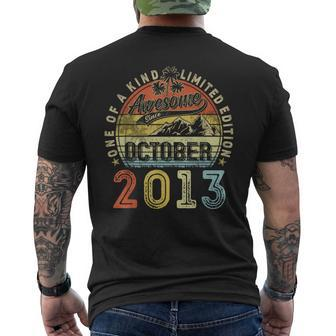 10 Years Old Awesome Since October 2013 10Th Birthday Men's T-shirt Back Print - Seseable