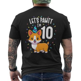 10 Years Old Corgi Dog Lover 10Th Birthday Party Outfit Kid Mens Back Print T-shirt | Mazezy