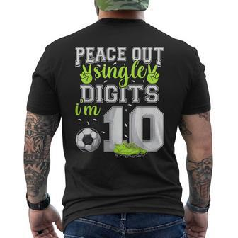 10Th Birthday Boys Soccer Peace Out Single Digits Men's T-shirt Back Print - Monsterry DE