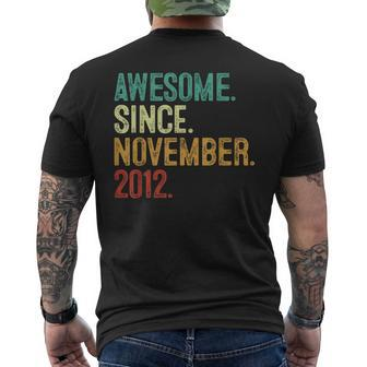 11 Year Old Awesome Since November 2012 11Th Birthday Men's T-shirt Back Print - Seseable