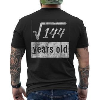 12Th Birthday Gift Square Root Of 144 12 Years Old Mens Back Print T-shirt | Mazezy