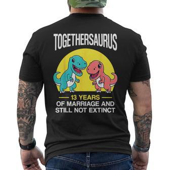 13Th 13-Year Wedding Anniversary T-Rex Couple Men's T-shirt Back Print - Monsterry DE