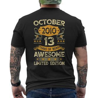 13Th Birthday Decoration October 2010 13 Years Old Men's T-shirt Back Print | Mazezy