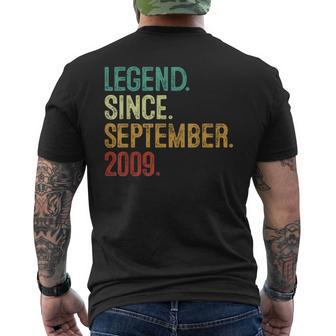 14 Years Old Legend Since September 2009 14Th Birthday Men's T-shirt Back Print - Seseable