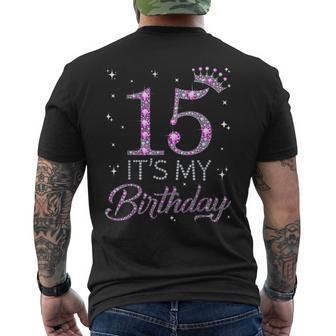 15 Its My Birthday Pink Crown Happy 15Th Birthday Girl Mens Back Print T-shirt - Monsterry UK