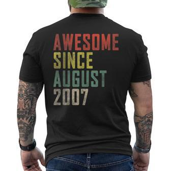15Th Birthday Awesome Since August 2007 Men's T-shirt Back Print | Mazezy
