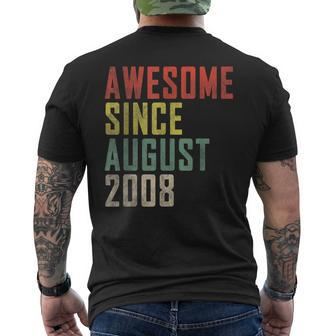 15Th Birthday Awesome Since August 2008 Men's T-shirt Back Print | Mazezy