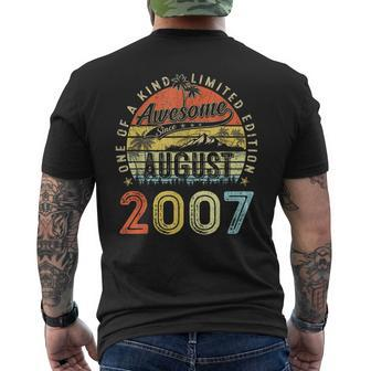 16 Year Old Awesome Since August 2007 16Th Birthday Mens Back Print T-shirt - Seseable