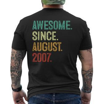 16 Year Old Awesome Since August 2007 16Th Birthday Mens Back Print T-shirt - Monsterry DE