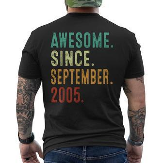 18 Year Old Awesome Since September 2005 18Th Birthday Men's T-shirt Back Print - Seseable