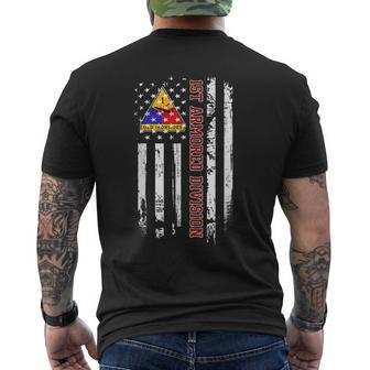 1St Armored Division American Flag Veteran Day Father Day Men's Back Print T-shirt | Mazezy