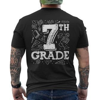 1St Day Of Seventh Grade Funny Matching Back To School Mens Back Print T-shirt | Mazezy