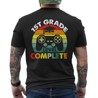 1St Grade Level Complete Gamer Last Day Of School Boys Mens Back Print T-shirt | Mazezy