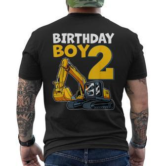 2 Birthday Boy Construction Theme 2 Years Old Birthday Men's T-shirt Back Print - Thegiftio UK