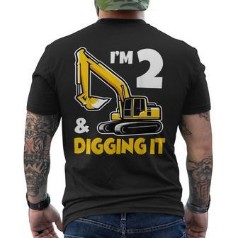 Im 2 Year Old Gift Excavator Construction 2Nd Birthday Boy Mens Back Print T-shirt - Seseable