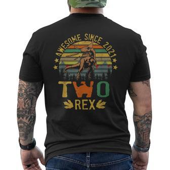 2 Year Old Gifts Three Rex 2Nd Birthday Boys Third Dinosaur Mens Back Print T-shirt | Mazezy AU
