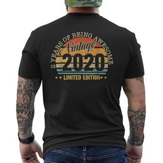 2 Years Old Vintage 2020 Limited Edition 2Nd Birthday Men's Back Print T-shirt | Mazezy