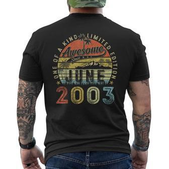 20 Year Old Awesome Since June 2003 20Th Birthday Mens Back Print T-shirt | Mazezy
