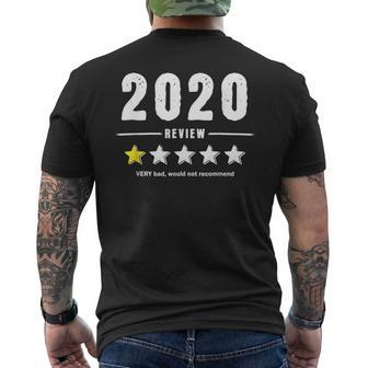 2020 Review Very Bad Would Not Recommend Funny 1 Star Rating Mens Back Print T-shirt | Mazezy