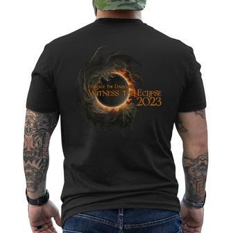 2023 Annular Solar Eclipse Fan Embrace The Darkness Men's T-shirt Back Print - Seseable