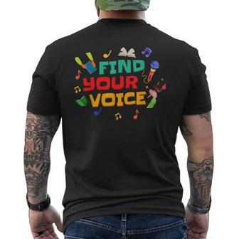 2023 Iread Summer Kids Reading Library Find Your Voice Mens Back Print T-shirt | Mazezy