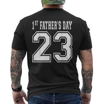 2023 New Dad Papa My First Fathers Day Football  Mens Back Print T-shirt