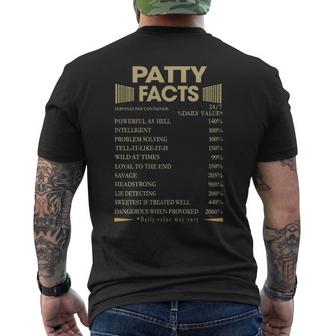 Patty Name Gift Patty Facts Mens Back Print T-shirt