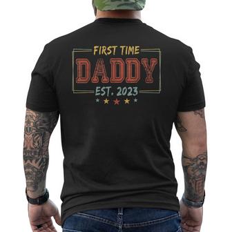 First Time Dad Fathers Day Promoted To Daddy Est 2023 Mens Back Print T-shirt