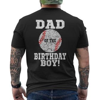 Dad Of The Birthday Boy Baseball Lover Daddy Vintage Retro Mens Back Print T-shirt