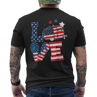 Love Camping Usa Flag 4Th Of July Flip Flop Camper Patriotic Mens Back Print T-shirt