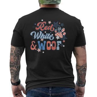 Red White And Woof Patriotic Dog Lover Usa Flag 4Th Of July  Mens Back Print T-shirt
