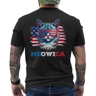 Meowica Cat Sunglasses American Flag Usa Cat 4Th Of July  Mens Back Print T-shirt