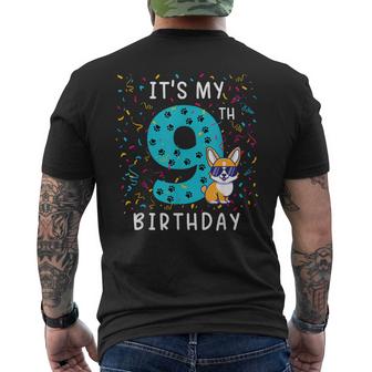 Its My 9Th Birthday Corgi Dog Lover 9 Years Old  Mens Back Print T-shirt