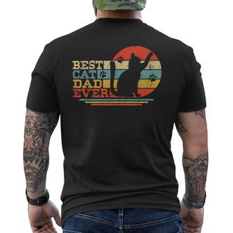 Vintage Best Cat Dad Ever  Funny Fathers Day Cat Daddy  Mens Back Print T-shirt