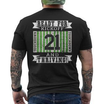 21St Football Birthday Party 21 Years Old Football Fan Men's T-shirt Back Print | Mazezy