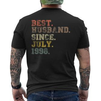 21St Wedding Anniversary Gifts Best Husband Since July 1998 Funny Gifts For Husband Mens Back Print T-shirt | Mazezy