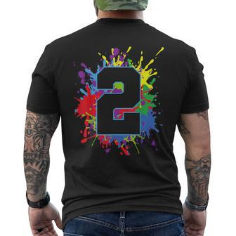 2Nd Birthday For Girls Boys 6 Paint Splashes Mens Back Print T-shirt | Mazezy