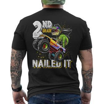 2Nd Grade Nailed It Dinosaur Monster Truck Graduation Cap Men's Back Print T-shirt | Mazezy