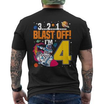 3 2 1 Blast Off Im 4 Space Birthday Astronaut Bday Rocket Space Funny Gifts Mens Back Print T-shirt | Mazezy