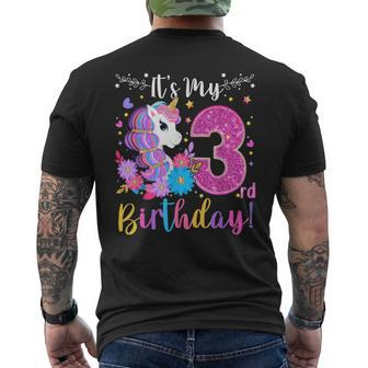 3 Year Old Its My 3Rd Birthday Cute Unicorn Kids Girls Ns Mens Back Print T-shirt - Seseable