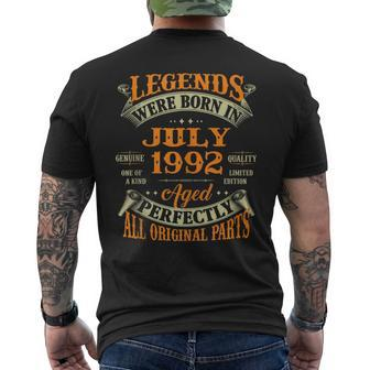 30Th Birthday Gift Legends Born In July 1992 30 Years Old 30Th Birthday Funny Gifts Mens Back Print T-shirt | Mazezy