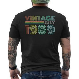 30Th Birthday Gift Vintage July 1989 Thirty Years Old 30Th Birthday Funny Gifts Mens Back Print T-shirt | Mazezy