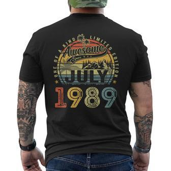 34 Years Old Birthday Awesome Since July 1989 34Th Birthday Mens Back Print T-shirt | Mazezy