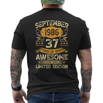 37 Years Old Vintage September 1986 37Th Birthday Men's T-shirt Back Print - Seseable