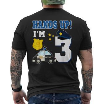3Rd Birthday Policeman Boy 3 Year Old Police Officer Men's T-shirt Back Print | Mazezy