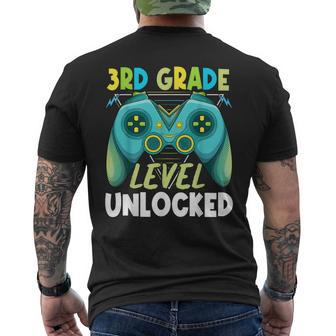 3Rd Grade Level Unlocked First Day Back To School Kids Boys Mens Back Print T-shirt - Seseable
