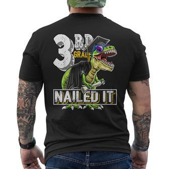 3Rd Grade Nailed It T Rex Dinosaur Graduation Cap Gown Men's Back Print T-shirt | Mazezy