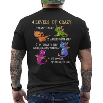 4 Levels Of Crazy Talks To Self Argues With Shelf Men's T-shirt Back Print - Seseable
