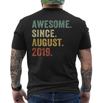 4 Year Old 4Th Birthday Boys Awesome Since August 2019 Men's T-shirt Back Print - Monsterry DE